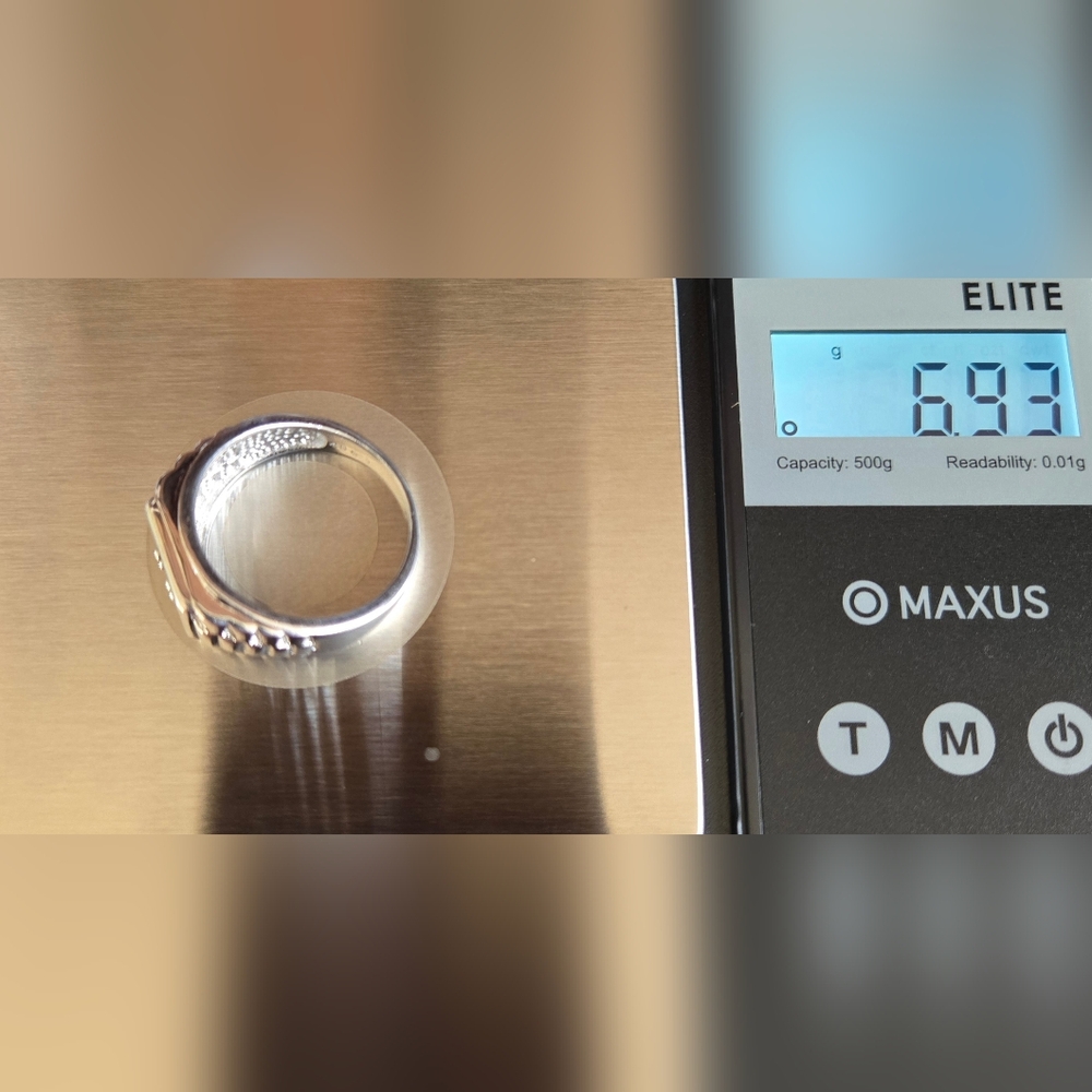 Men's Silver Square CZ Ring - Picture 7 of 8